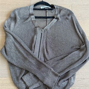 Zara Taupe Knit Cardigan with Zipper